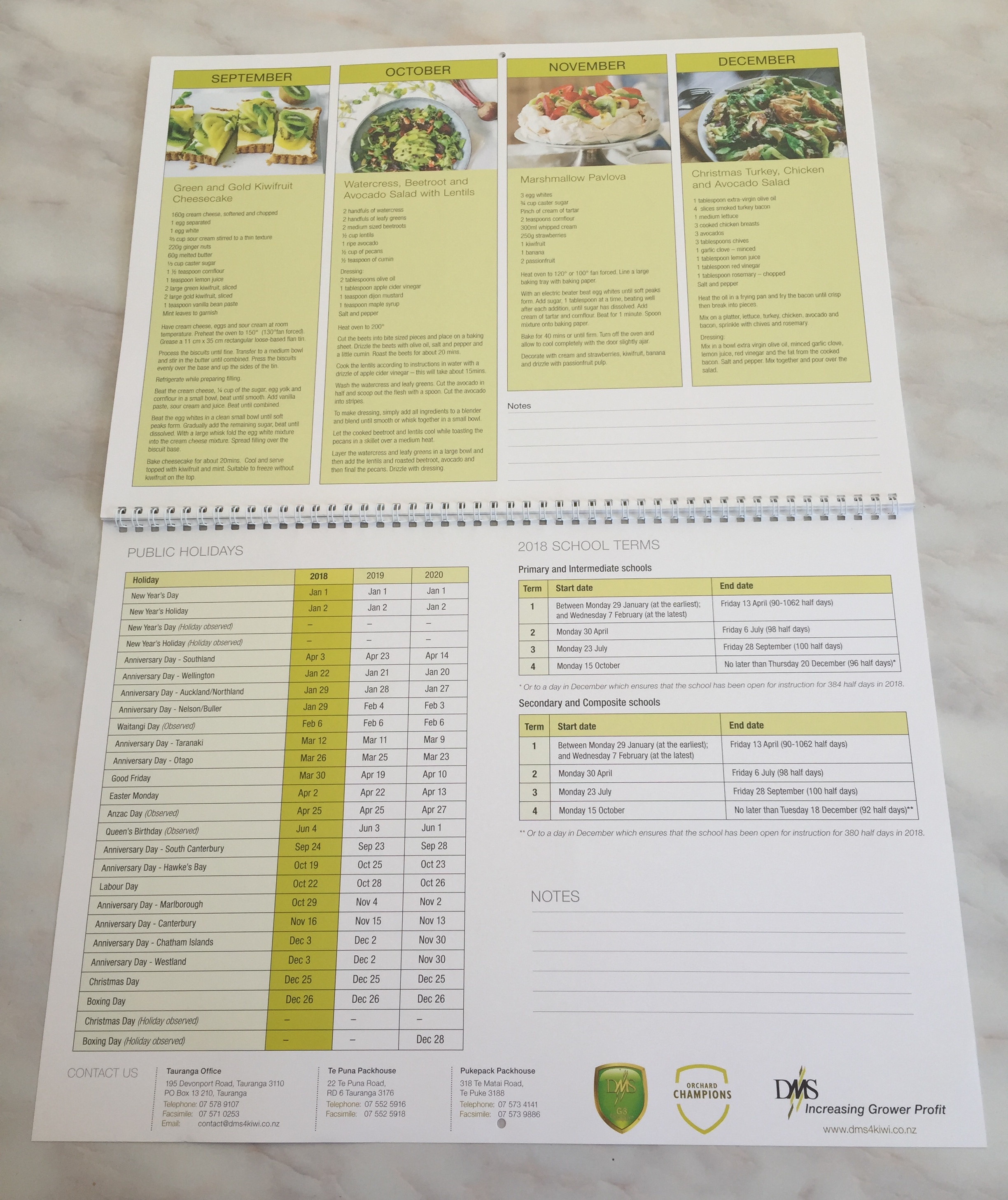 DMS 2018 Calendar Pure Print Promotions Tauranga