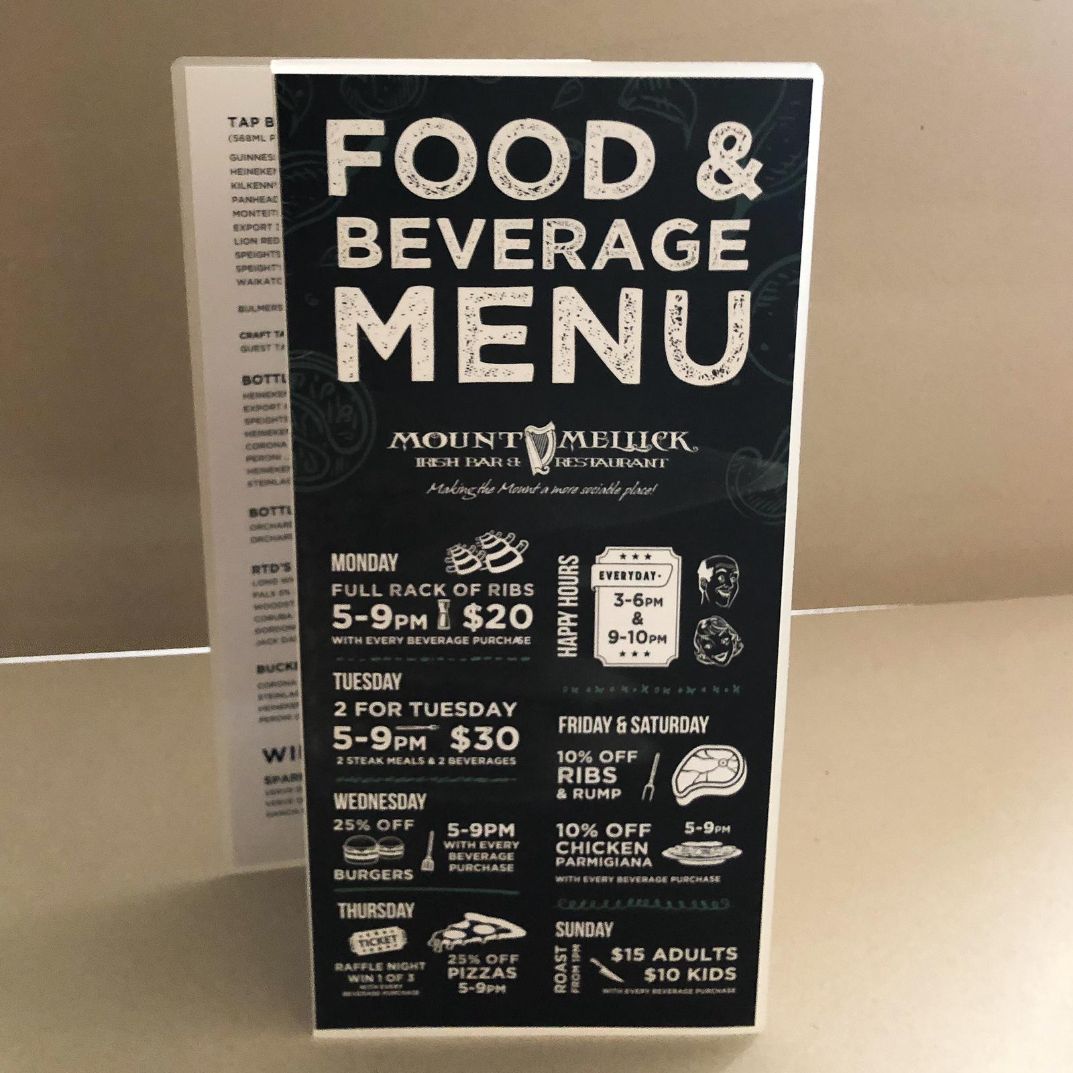 Mount Mellick Food & Beverage Menu