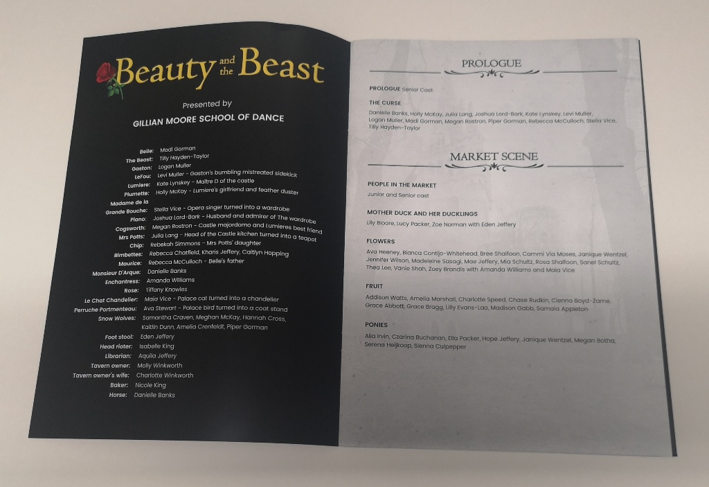 Beauty & the Beast Dance Programme Brochure