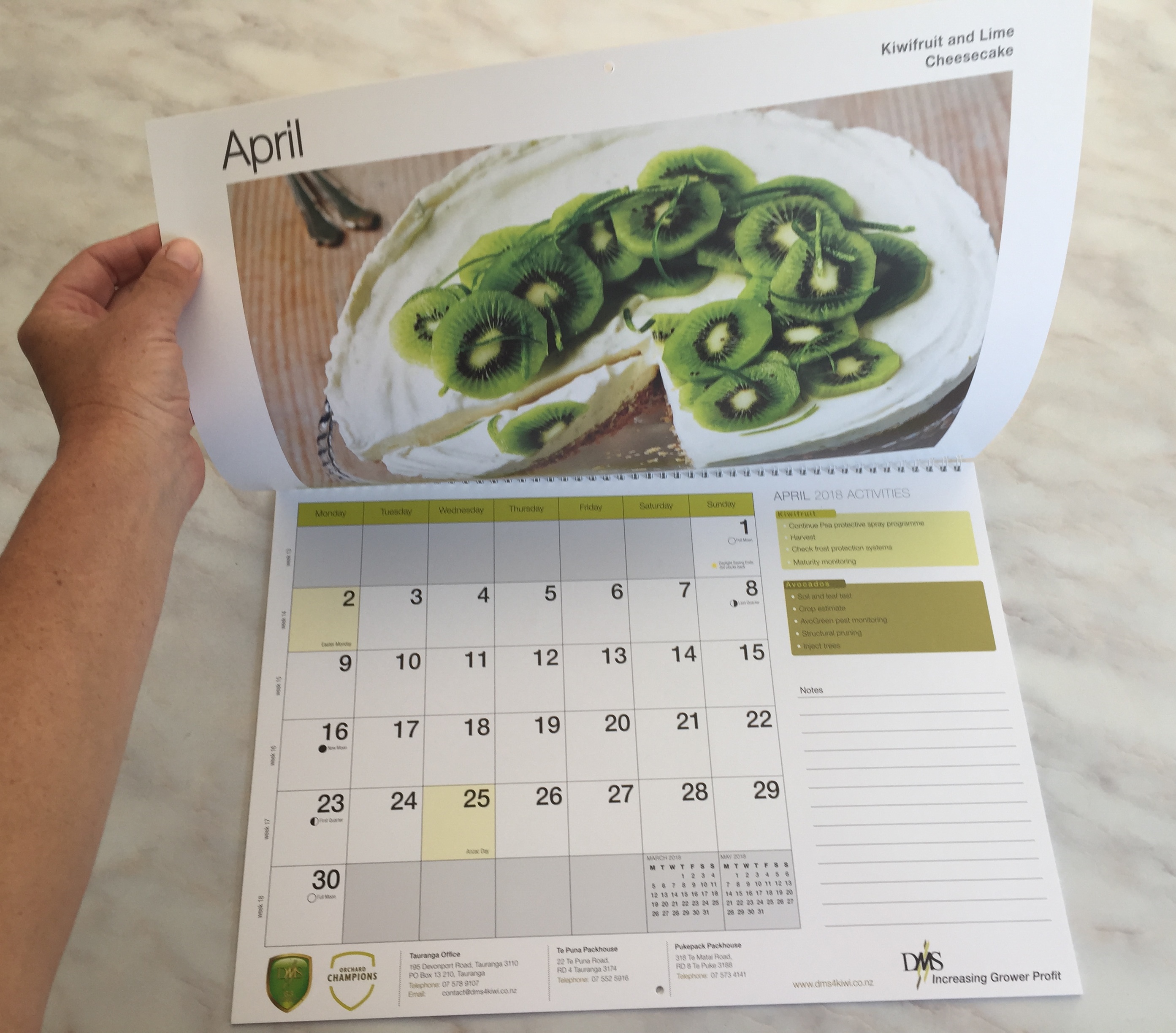 DMS 2018 Calendar Pure Print Promotions Tauranga