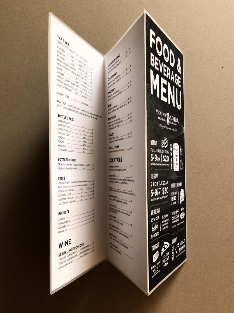 Mount Mellick Food & Beverage Menu