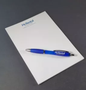 Mr   Rental   Branded   Notepads  &  Pens     Pure   Print   Promotions   Printing   Tauranga